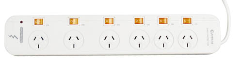 Italplast Power Board 6 Outlet with Individual Switches White