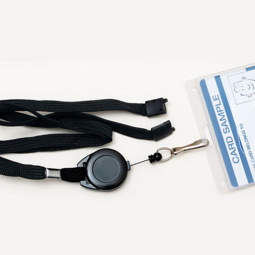 Kevron ID1021 Badge Reel with Breakaway Lanyard Black Pack of 10