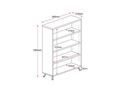 Rapidline Rapid Infinity Bookcase 900 x 315 x 1200mm Natural White / Black