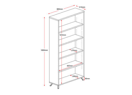 Rapidline Rapid Infinity Bookcase 900 x 315 x 1800mm Natural White / Black