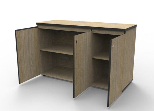 Rapidline Deluxe Infinity Swing 3 Door Cupboard 1500 x 450 x 730mm Natural Oak / Black