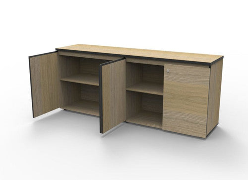 Rapidline Deluxe Infinity Swing 4 Door Cupboard 1800 x 450 x 730mm Natural Oak / Black
