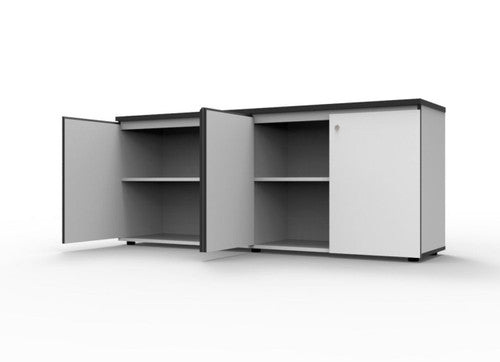 Rapidline Deluxe Infinity Swing 4 Door Cupboard 1800 x 450 x 730mm Natural White / Black