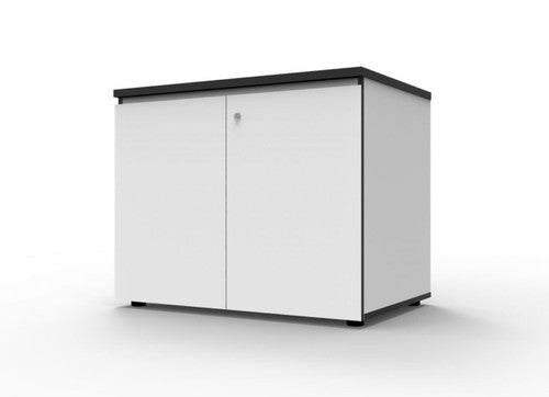 Rapidline Deluxe Infinity Swing 2 Door Cupboard 900 x 600 x 730mm Natural White / Black