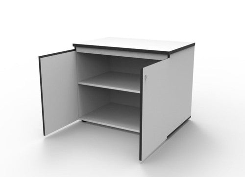 Rapidline Deluxe Infinity Swing 2 Door Cupboard 900 x 600 x 730mm Natural White / Black