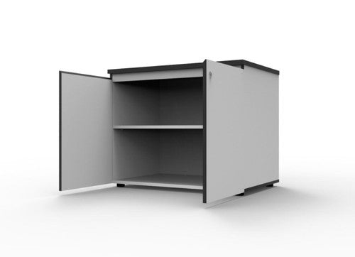 Rapidline Deluxe Infinity Swing 2 Door Cupboard 900 x 600 x 730mm Natural White / Black