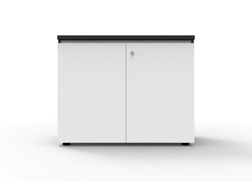 Rapidline Deluxe Infinity Swing 2 Door Cupboard 900 x 600 x 730mm Natural White / Black