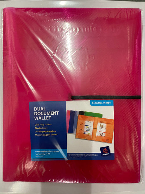 Avery Pink Dual Document Wallet A4 Polypropylene Each