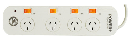 Italplast Power Board 4 Outlet with Individual Switches White
