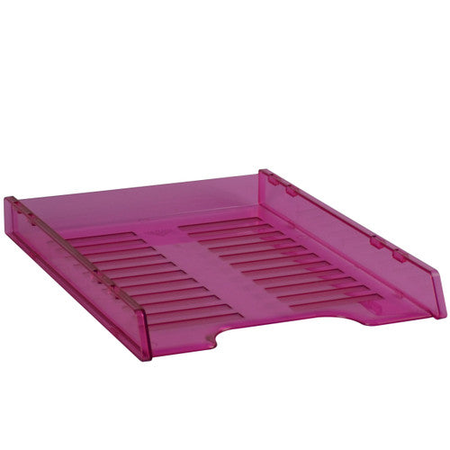 Italplast Slimline Multi-Fit Document Tray A4 Tinted Pink