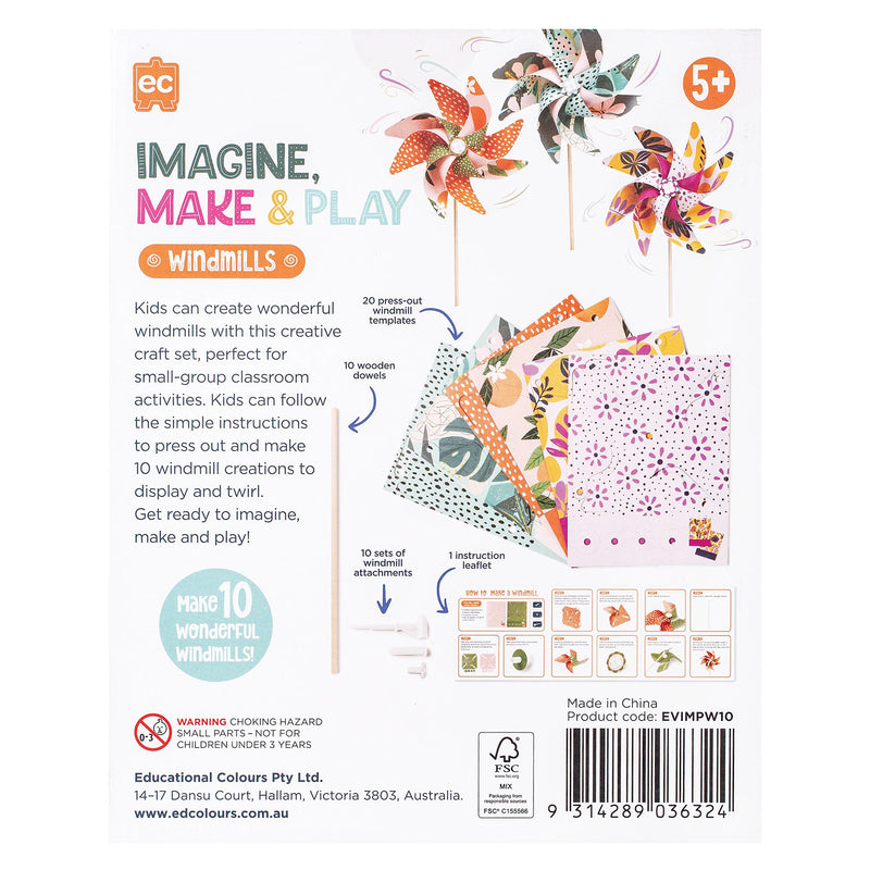 Rear packaging image displaying the full contents of the pack including 20 press out templates, 10 wooden dowels, 10 attachment sets and illustrated assembly instructions. The image provides a complete overview of included materials.