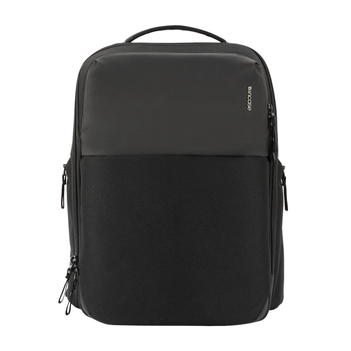 Incase A.R.C. Daypack 24L laptop backpack in black, front view, studio cut-out on a plain background