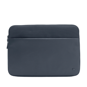 Incase A.R.C. Sleeve for 16-inch laptops in Navy, front view showing the zippered front pocket, on a plain background