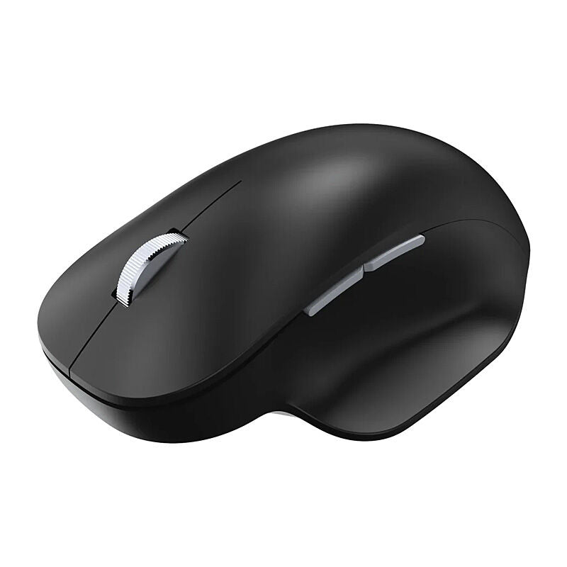 Incase Designed by Microsoft Bluetooth Ergonomic Mouse in black, three-quarter view showing the thumb rest and buttons