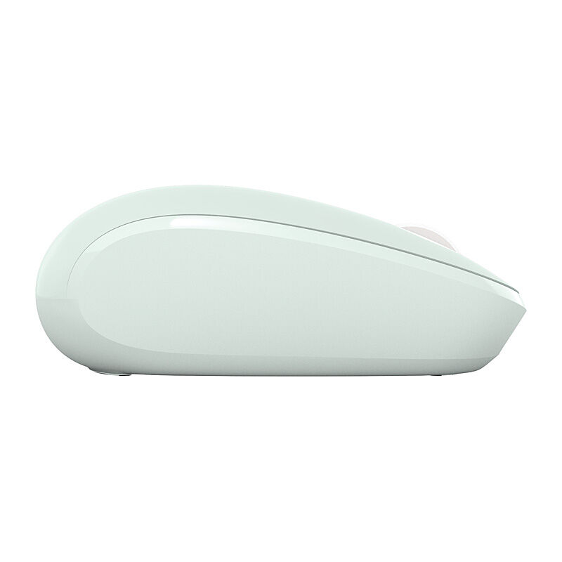 Incase Designed by Microsoft Bluetooth Mouse in Mint, side profile showing the low, rounded shape