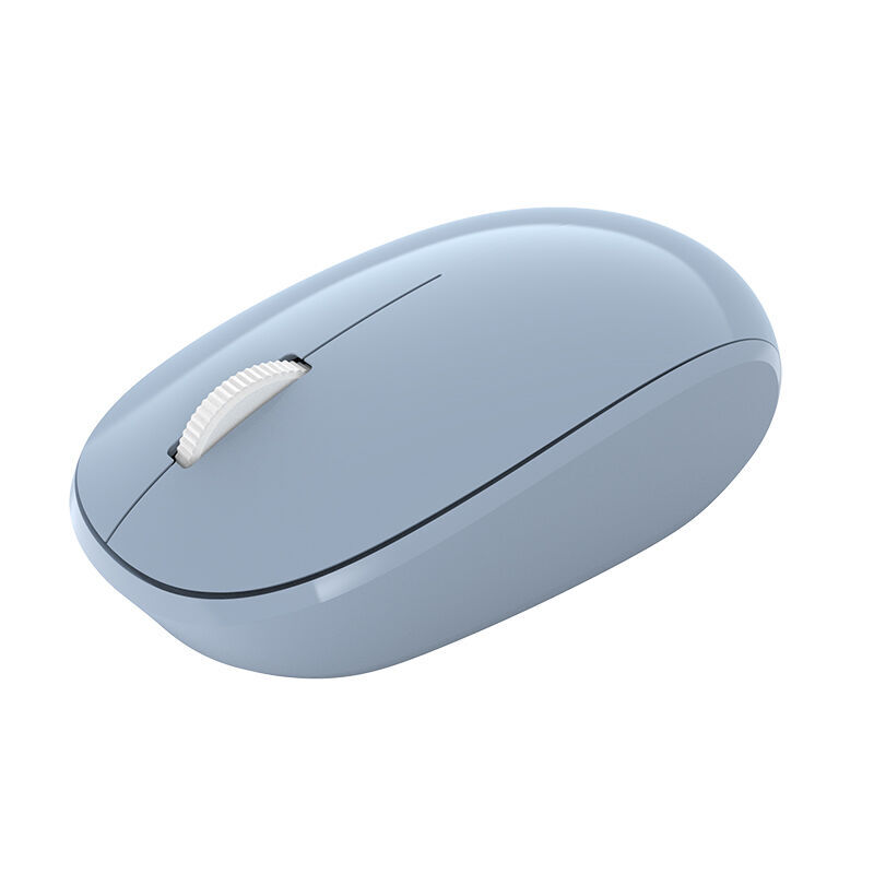 Incase Designed by Microsoft Bluetooth Mouse in Pastel Blue, three-quarter top view on a plain white background