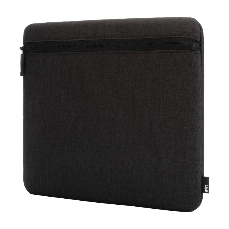Incase Carry Zip Sleeve for 13-inch laptops in black, angled three-quarter view, studio cut-out on a plain background
