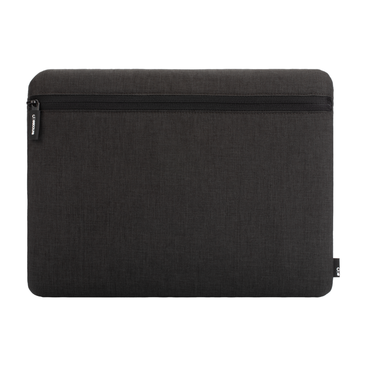 Incase Carry Zip Sleeve for 13-inch laptops in black, front view with the zip running along the top, on a plain background