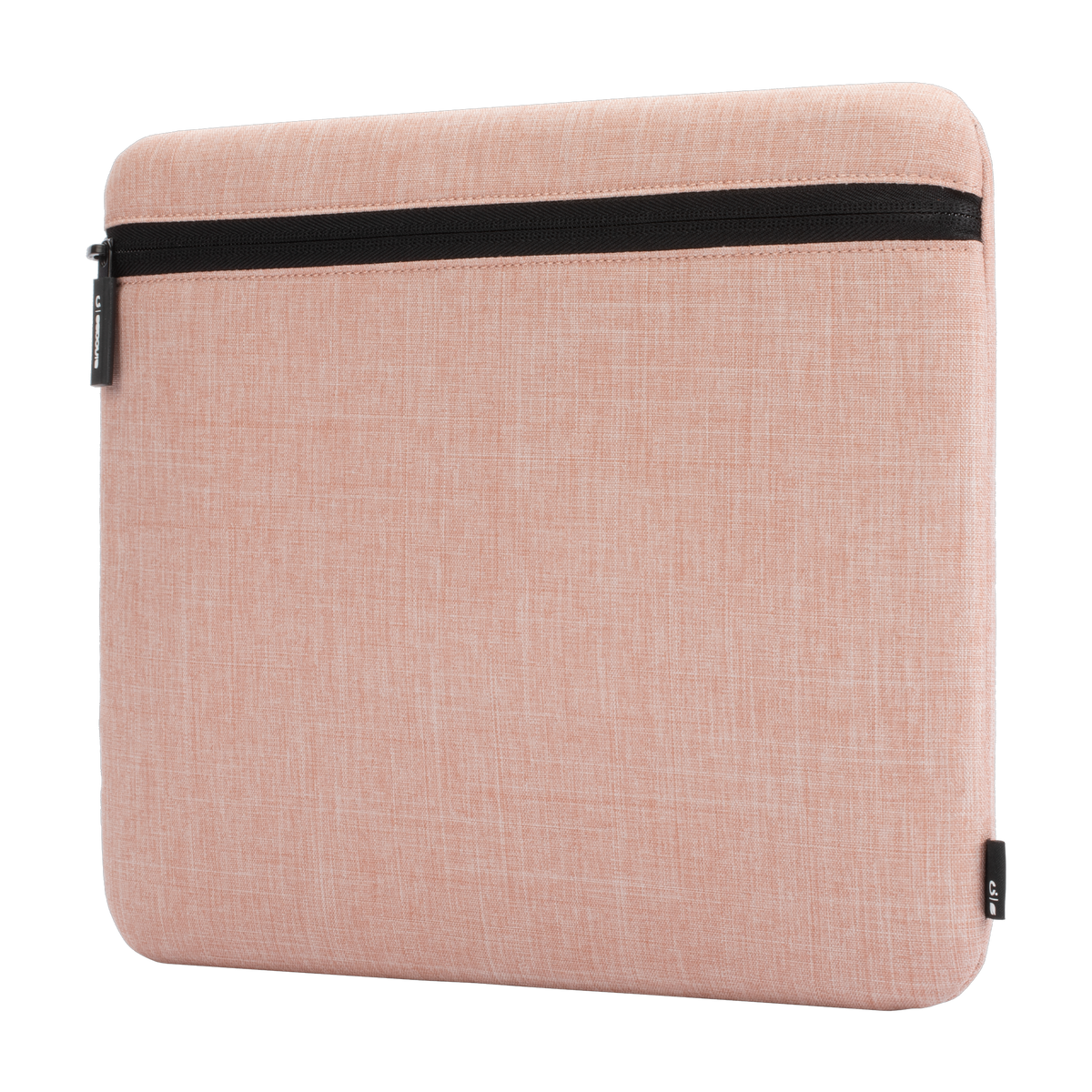 Incase Carry Zip Sleeve for 13-inch laptops in Blush Pink, angled three-quarter view, studio cut-out on a plain background