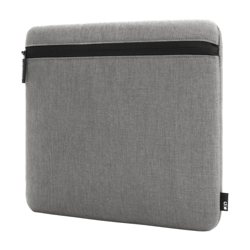 Incase Carry Zip Sleeve for 13-inch laptops in Cement Gray, angled three-quarter view, studio cut-out on a plain background