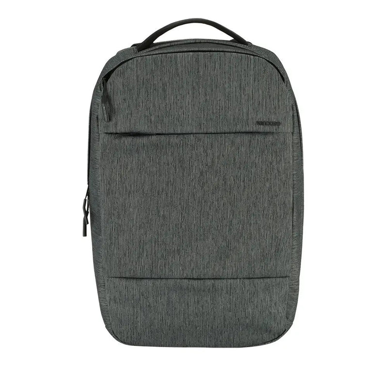 Incase City Compact Backpack in Heather Black, front view on a plain white background