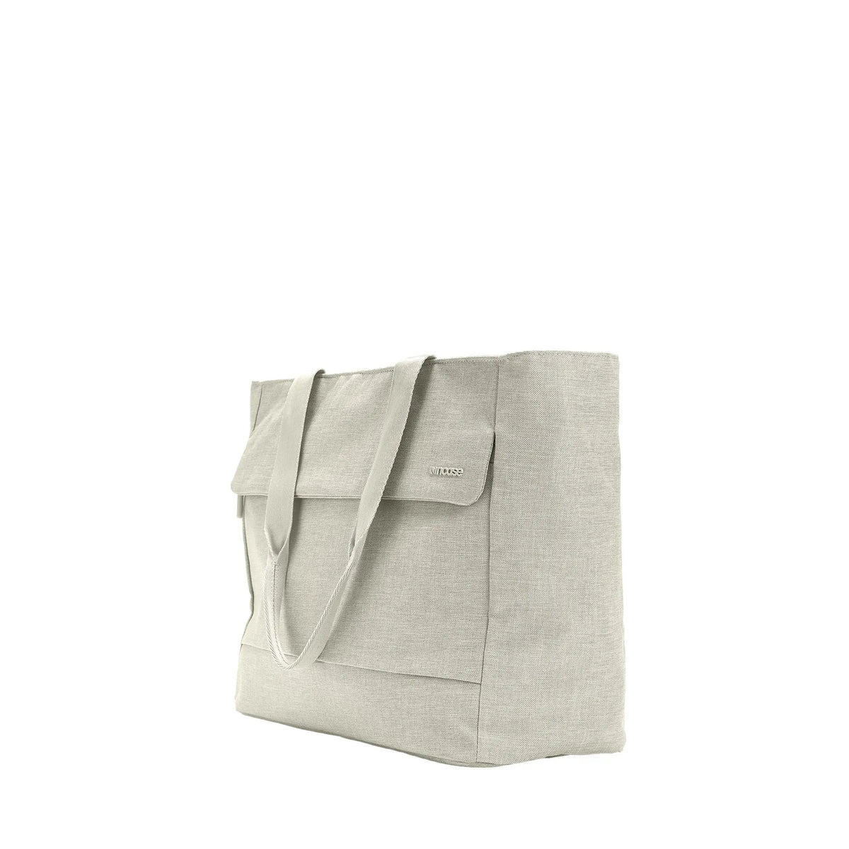 Limestone Crosstown Tote at a three-quarter angle on a white background, with the handles lowered