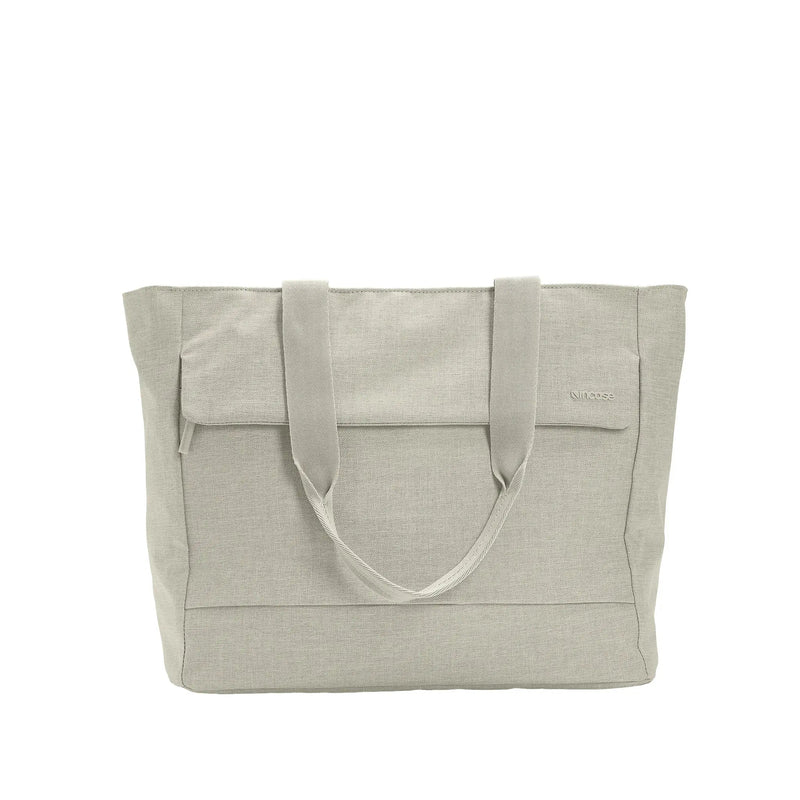 Other side of the Limestone Crosstown Tote on a white background, with the handles folded down