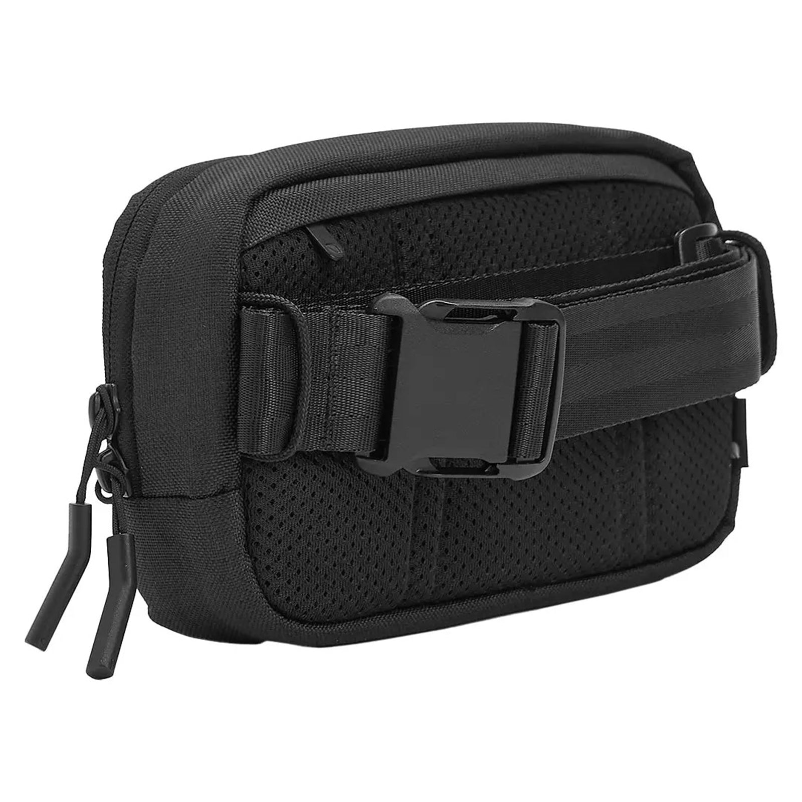 Three quarter rear angle showcasing the adjustable strap hardware, padded mesh backing and durable construction from a different perspective, emphasising everyday comfort and durability.