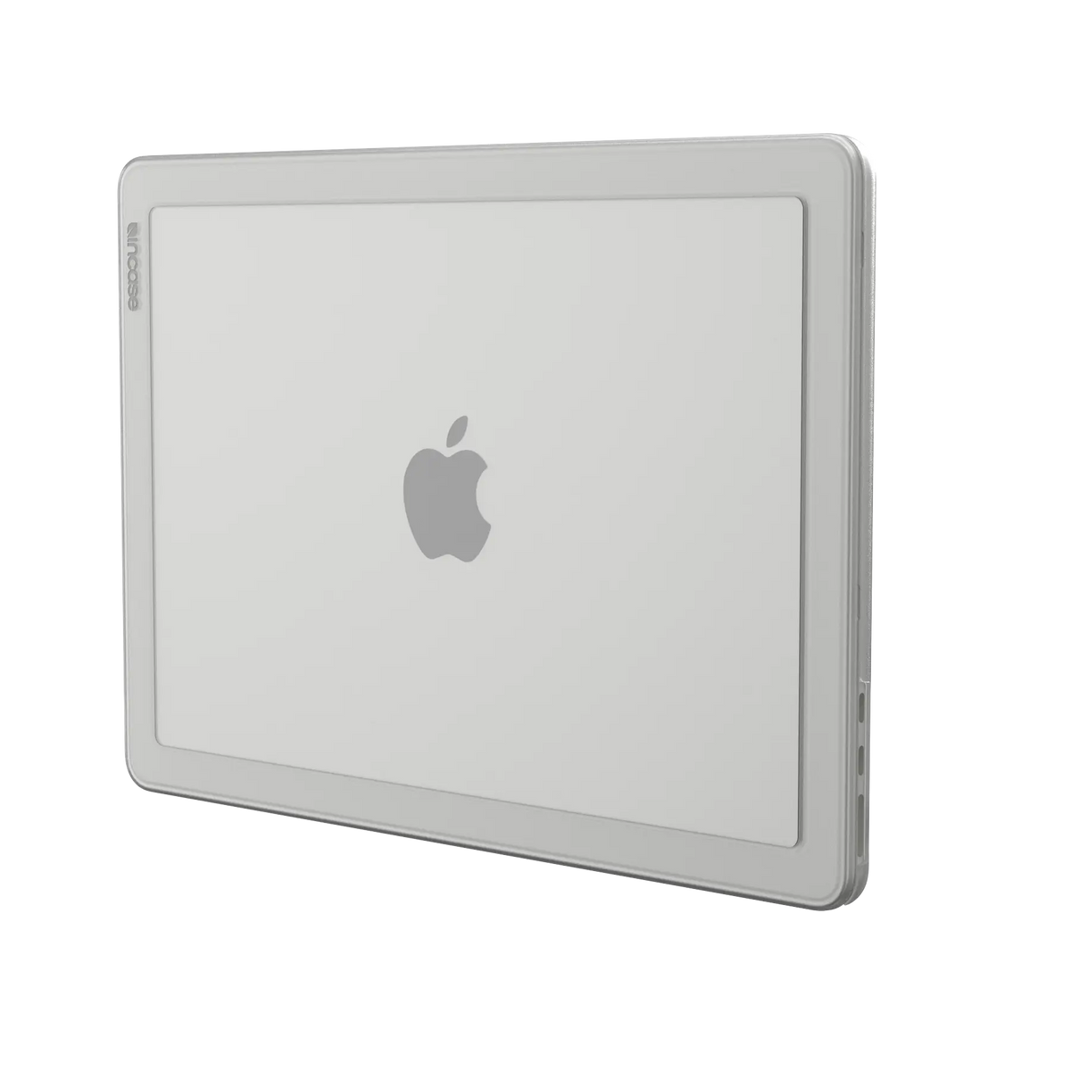 Incase Edge Hardshell in Clear fitted to a 13-inch MacBook Air, shown closed at an angle on a plain background