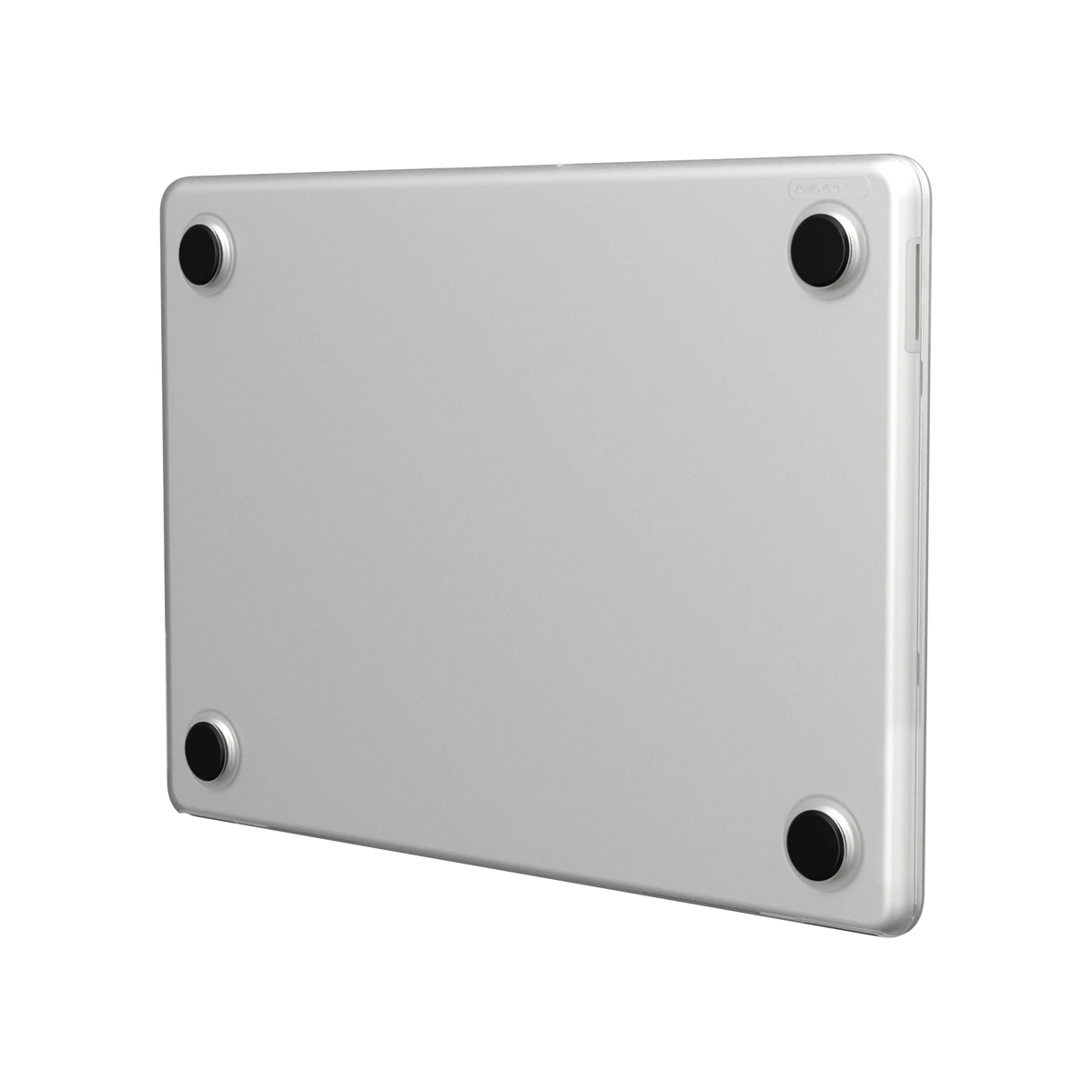 Underside of the Clear Edge Hardshell at an angle, showing the rubberised feet and the matte finish