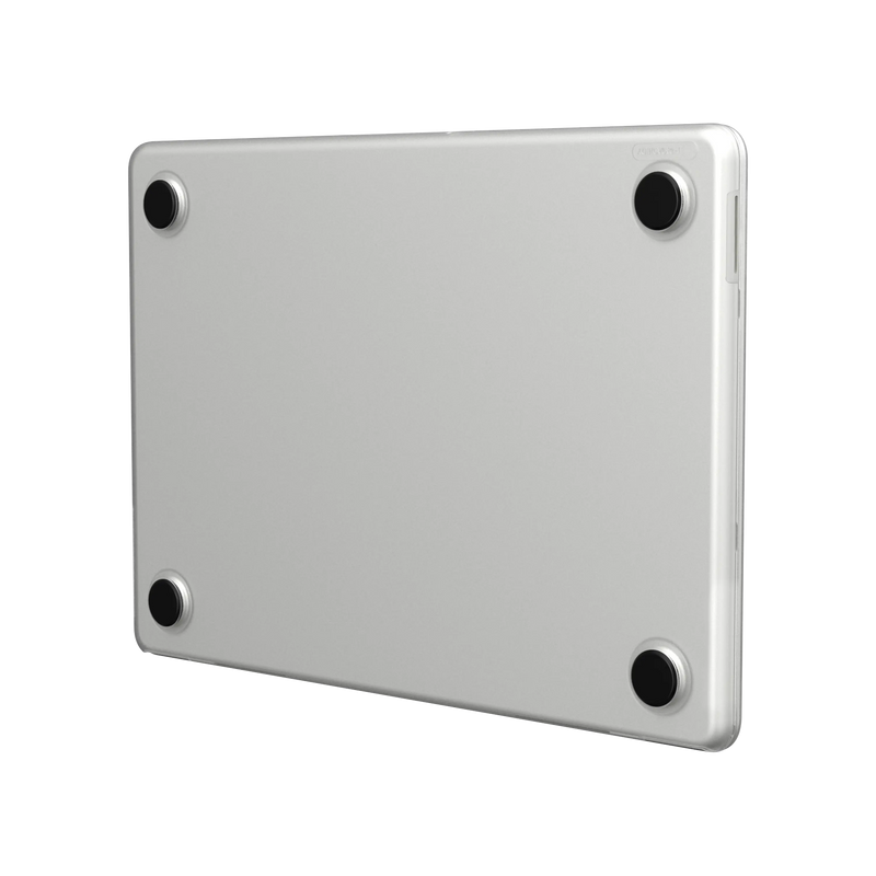 Underside of the Clear Edge Hardshell at an angle, showing the rubberised feet and the matte finish