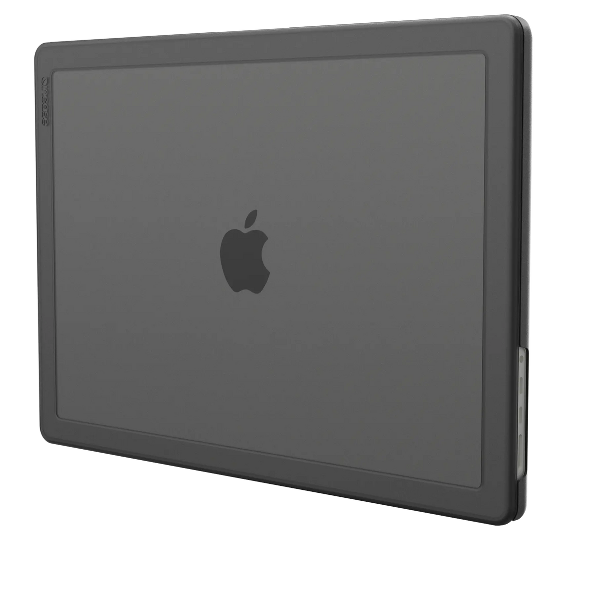 Incase Edge Hardshell in Black fitted to a 16-inch MacBook Pro, shown closed at an angle on a plain background