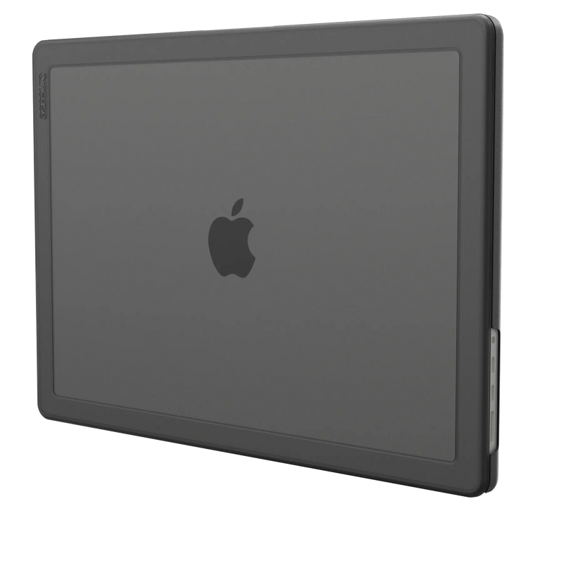 Incase Edge Hardshell in Black fitted to a 16-inch MacBook Pro, shown closed at an angle on a plain background