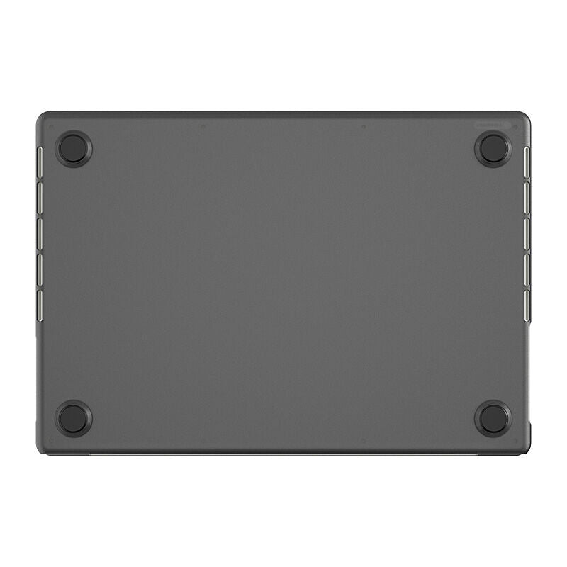 Underside of the Black Edge Hardshell seen straight on, showing the four rubberised feet in the corners