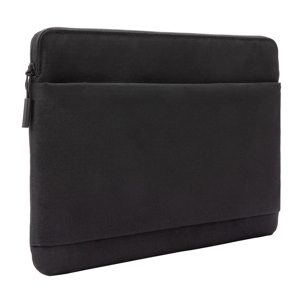 Black Incase Go Sleeve for 16-inch laptops, angled three-quarter view from the other side