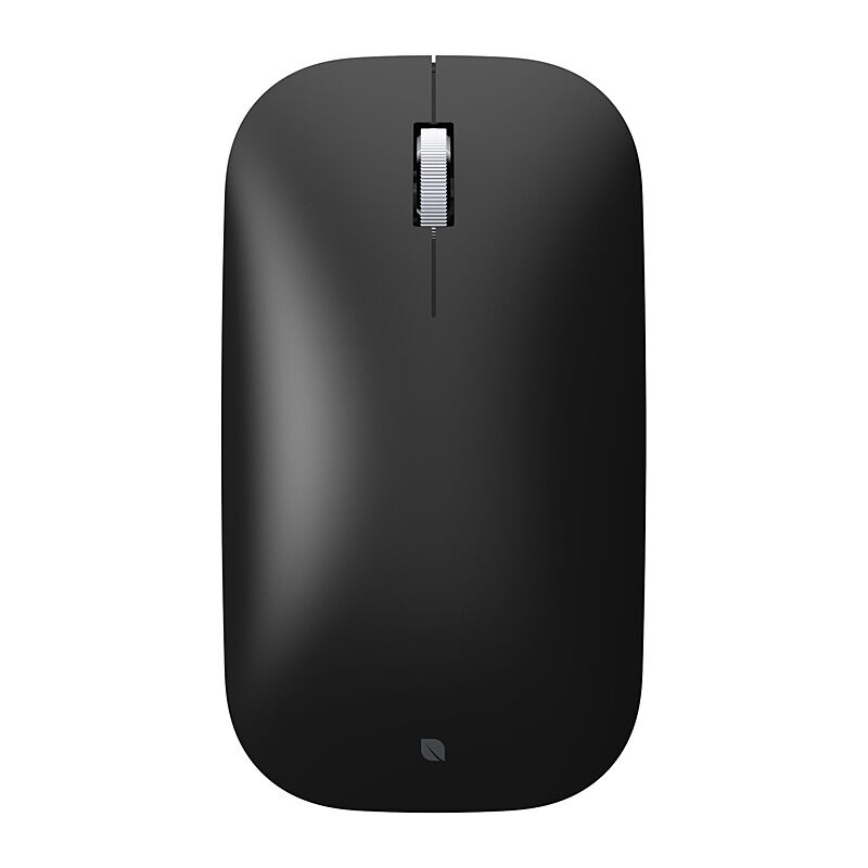 Incase Designed by Microsoft Modern Mobile Mouse in black, top view showing the metal scroll wheel
