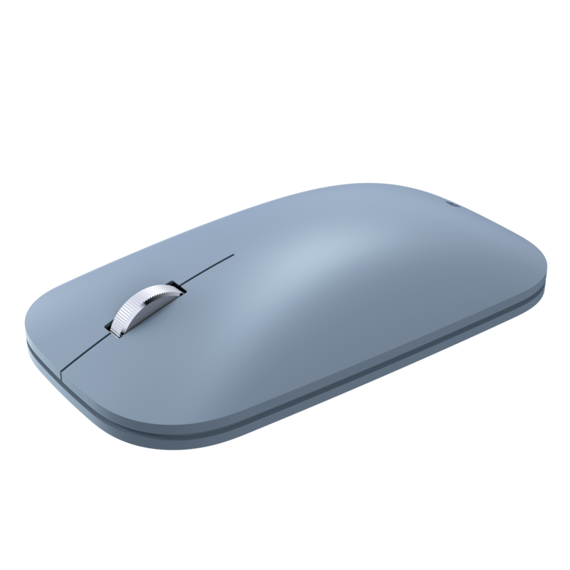 Incase Designed by Microsoft Modern Mobile Mouse in light blue, three-quarter view showing the slim profile