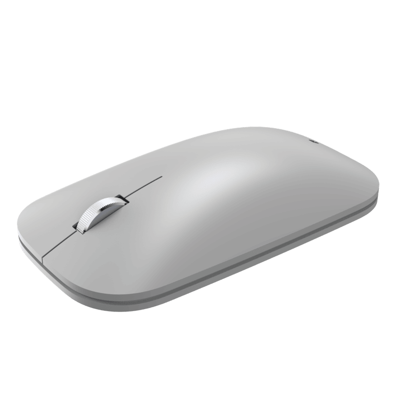 Incase Designed by Microsoft Modern Mobile Mouse in platinum light grey, three-quarter view showing the slim profile