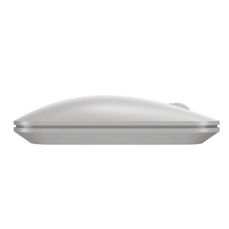 Incase Designed by Microsoft Modern Mobile Mouse in platinum light grey, side profile showing how thin the mouse is