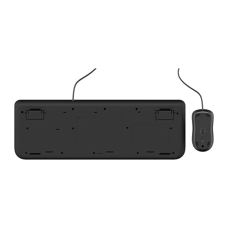 Underside of the Incase Designed by Microsoft Wired Desktop 600 keyboard and mouse with their cables