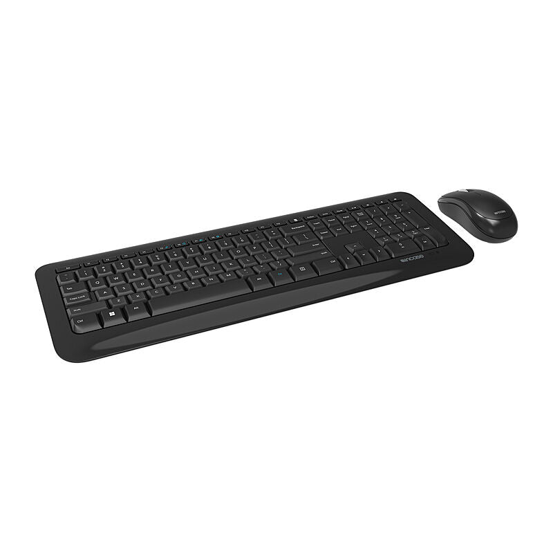 Incase Designed by Microsoft Wireless Desktop 850 black keyboard and mouse from an angled three-quarter view