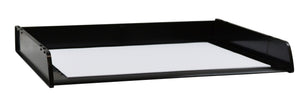 Italplast A3 Document Tray in black I90BLK, wide low tray holding a sheet of white paper