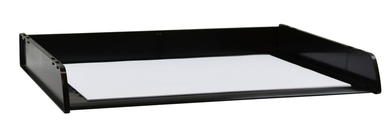 Italplast A3 Document Tray in black I90BLK, wide low tray holding a sheet of white paper