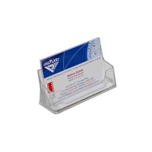 Italplast Business Card Holder Single Clear (I 552), single-slot clear acrylic business card display for reception counters and desks