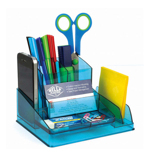 Italplast Desk Organiser Tinted Blue (I 35TBL) — Italplast product, Australian made