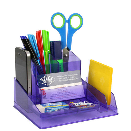 Italplast Desk Organiser Tinted Purple (I 35TPR) — Italplast product, Australian made