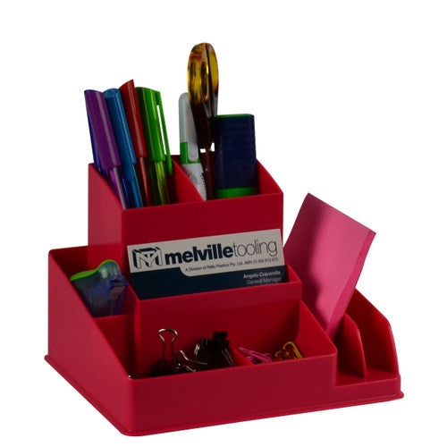 Italplast I 35FWM Fruit Desk Organiser in Watermelon, multi-compartment plastic desk organiser for pens, clips, phone and stationery, Australian made