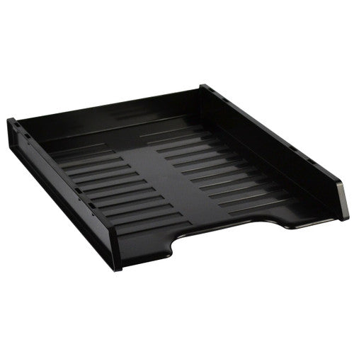 Italplast GreenR Slimline Multi-Fit Document Tray A4 Black (I 65GR), stackable recycled plastic document tray, Australian made