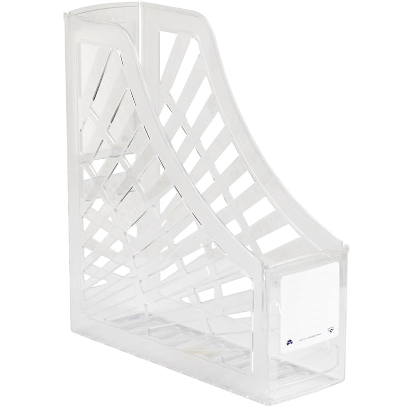 Italplast Magazine Stand Clear I 160CLR, clear plastic magazine stand with front label panel
