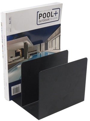 Italplast Metal Book Rack Black (I 401BLK) — adjustable powder-coated metal book rack for desks and shelves, Australian made